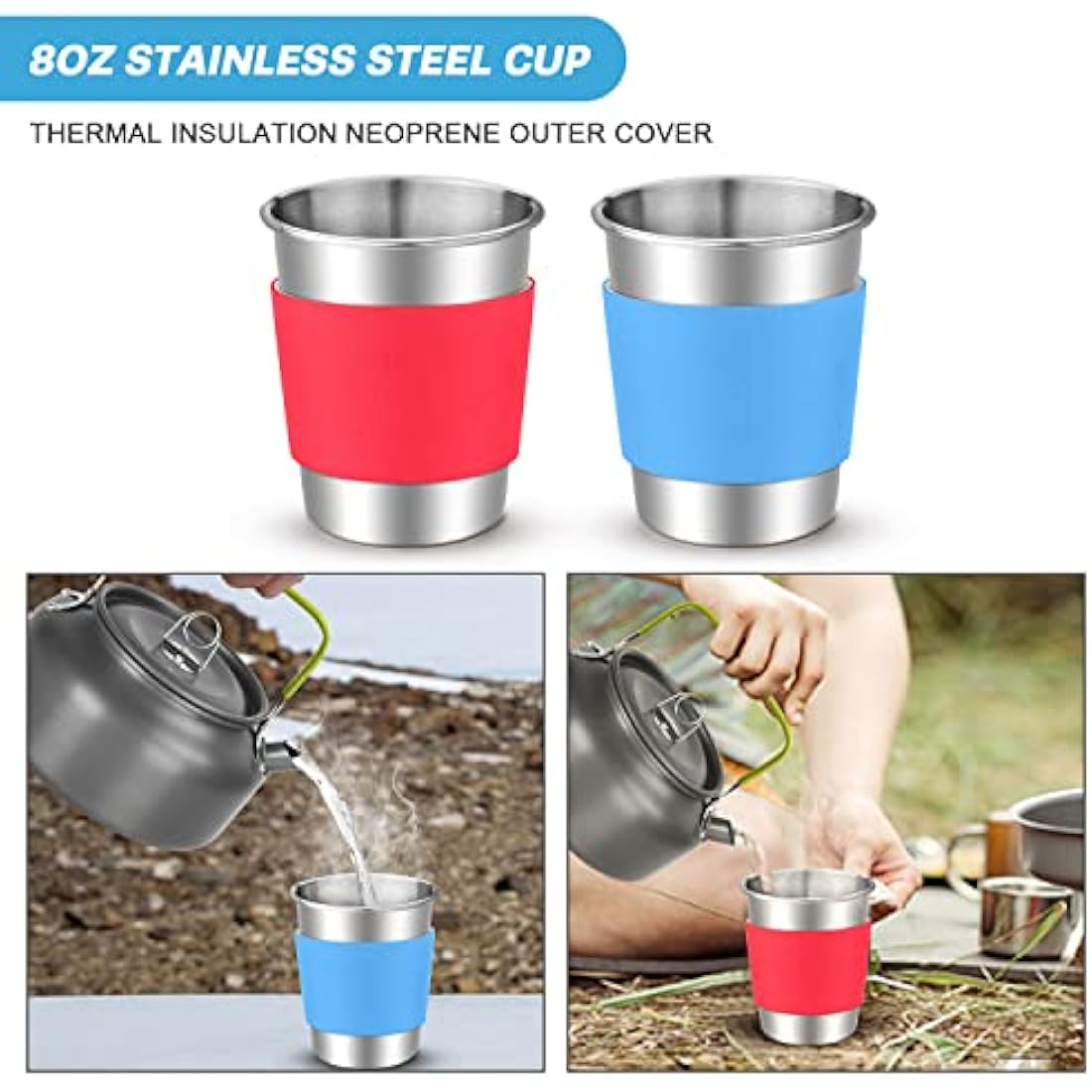 Odoland 15pcs Camping Cookware Set - Lightweight Anodized Aluminum Kit