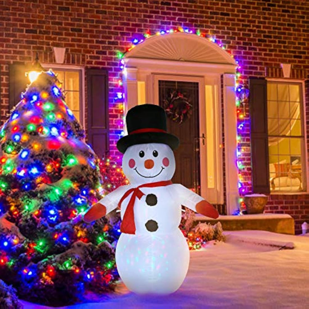 Jolof Store 4Ft Inflatable Snowman with Rotating LED Lights – Outdoor