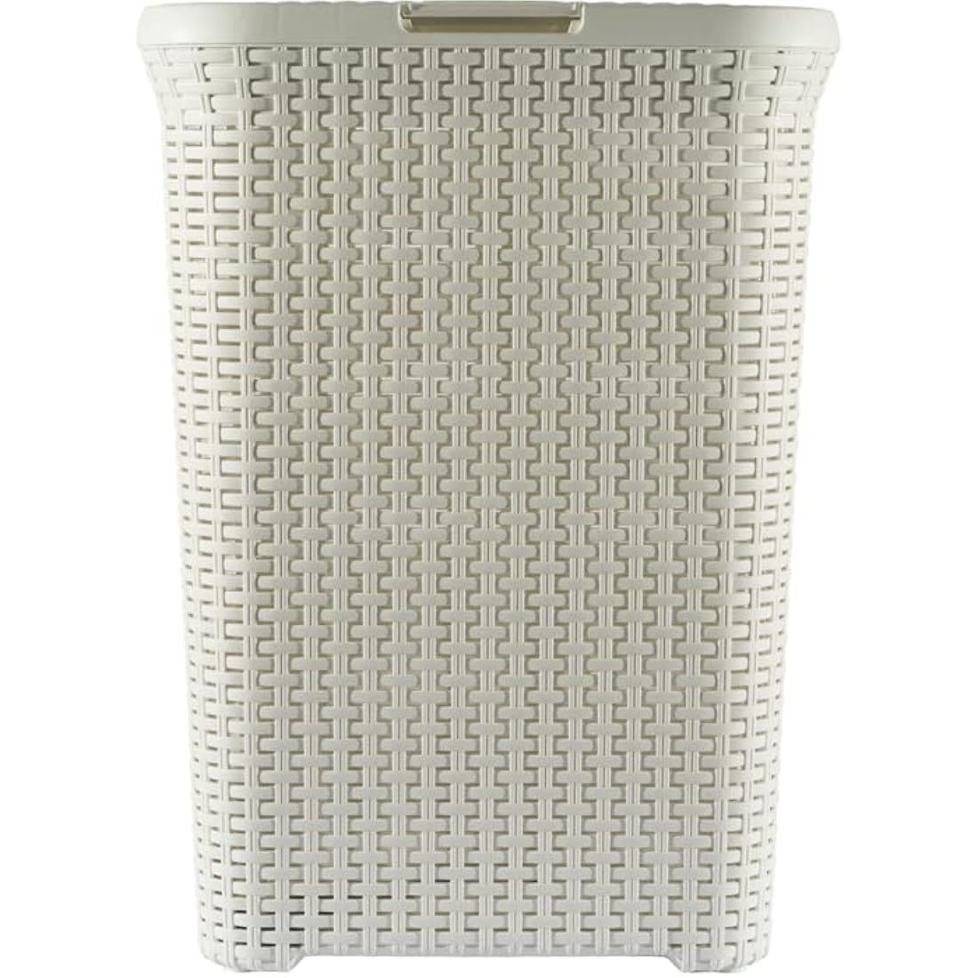 Curver 60L Laundry Hamper – Rattan Style Bathroom Storage, Vintage White