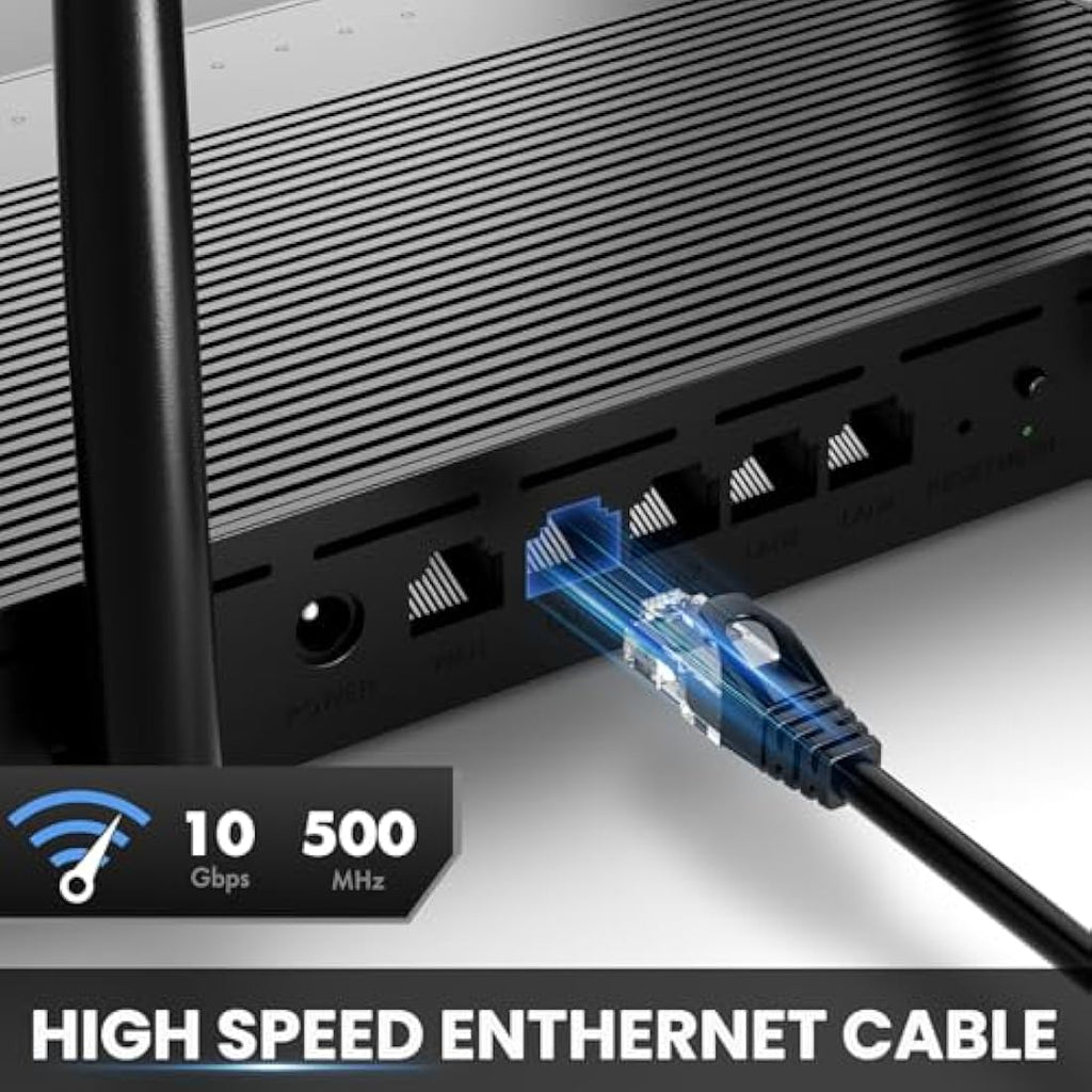 Ultra Clarity Cat6 Ethernet Cable – 200ft High-Speed 10Gbps LAN, Black