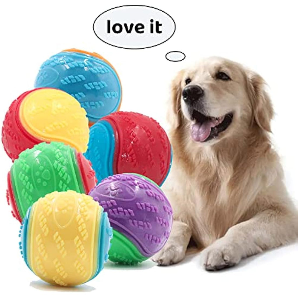 Jolof Store Squeaky Dog Ball 6-Pack – Durable TPR Rubber Teeth Cleaning Toy
