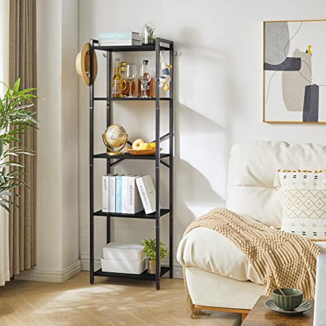 YMYNY 5-Tier Industrial Bookshelf – Vintage Metal Storage Rack