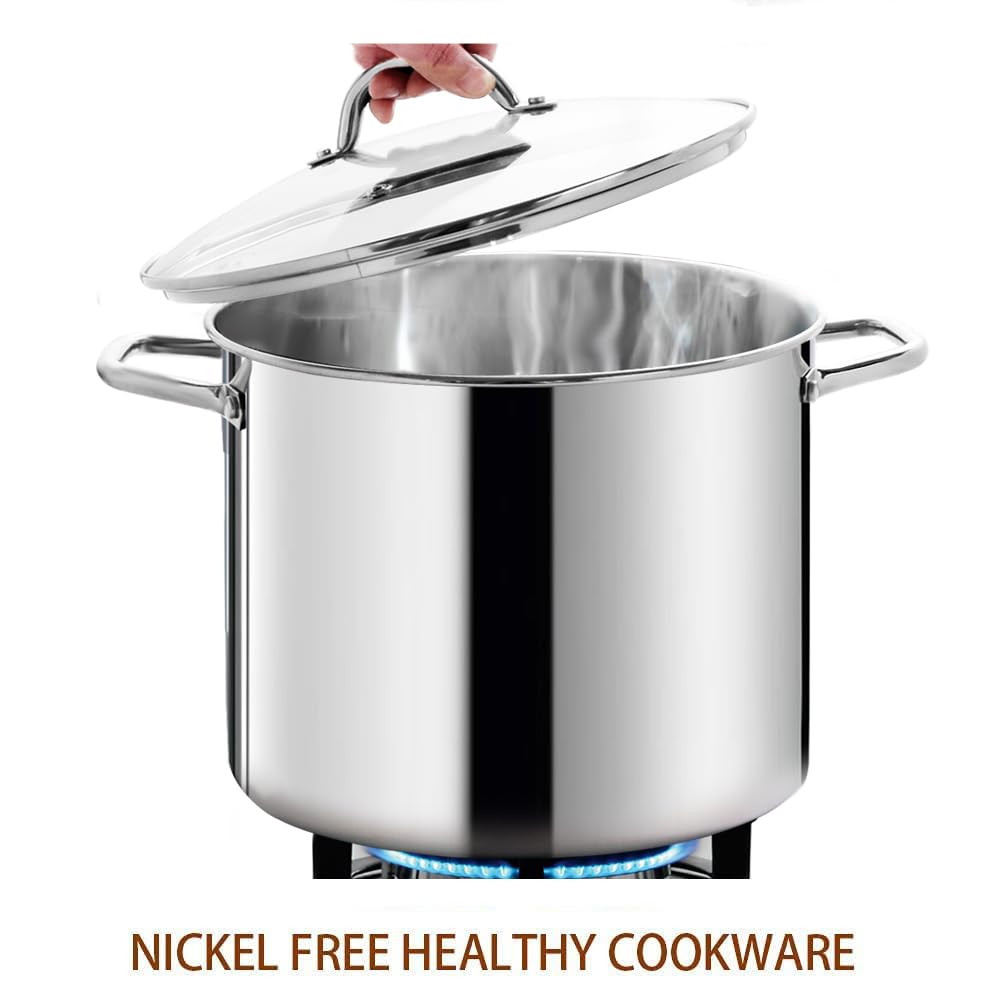HOMICHEF Nickel-Free Stainless Steel Stock Pot with Lid - 15L / 16QT