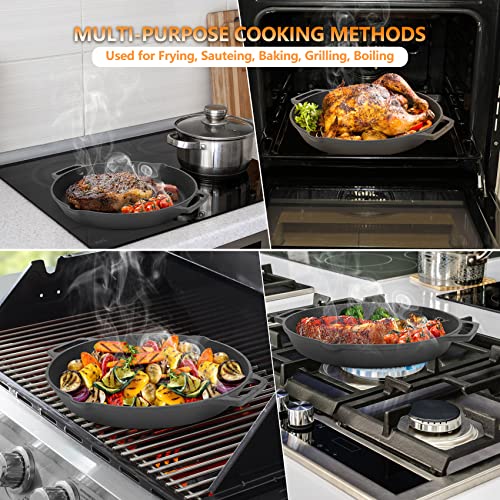 Onlyfire 13.8" Cast Iron BBQ Grill Pan – Pre-Seasoned Pizza & Frying Pan