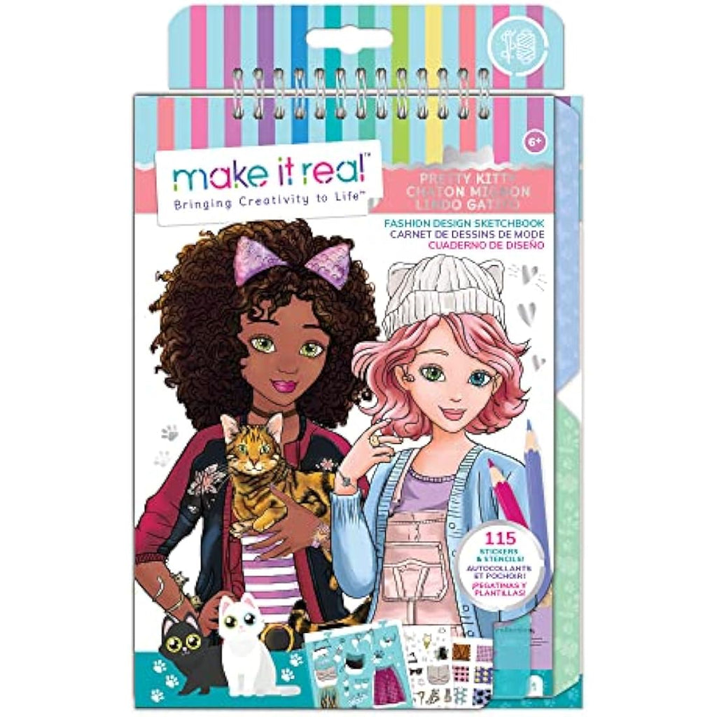 Make It Real Kitty Fashion Sketchbook with Stencils and Stickers