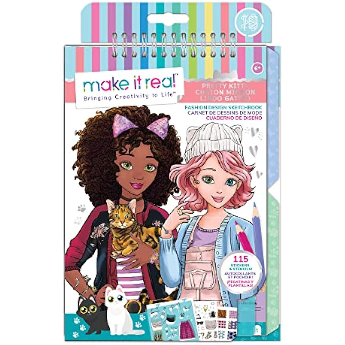 Make It Real Kitty Fashion Sketchbook with Stencils and Stickers