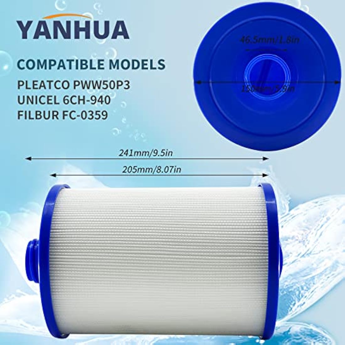 PWW50 Spa Filter Replacement for Unicel 6CH-940 | 2 Pack