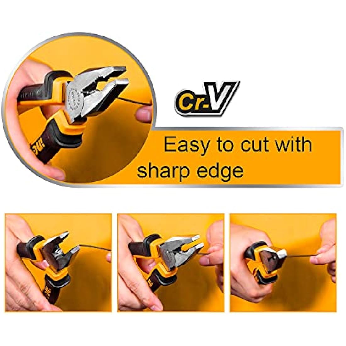 INGCO 4Pcs Pliers Set - CRV Steel Combination, Cutting & Pump Pliers