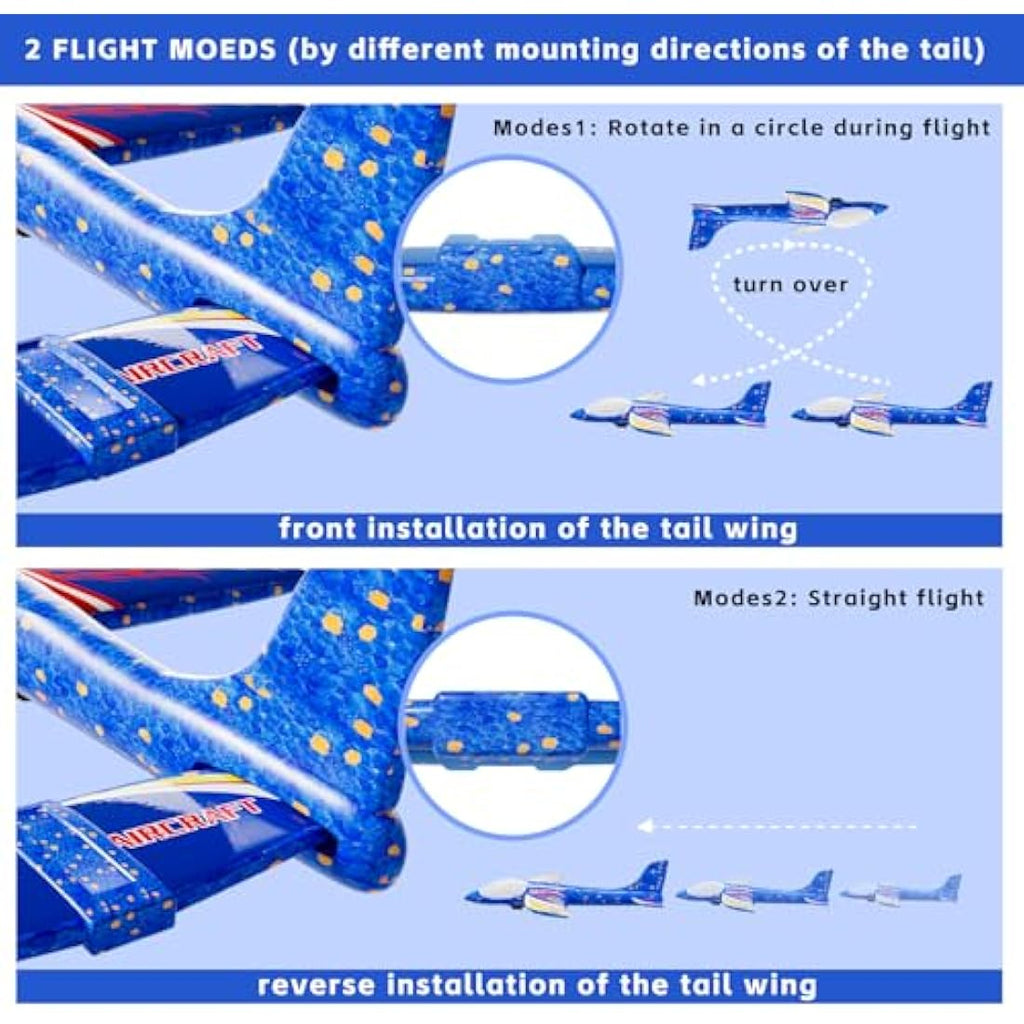 Doloowee 3-Pack LED Foam Glider Airplane Launcher Toys for Boys & Girls