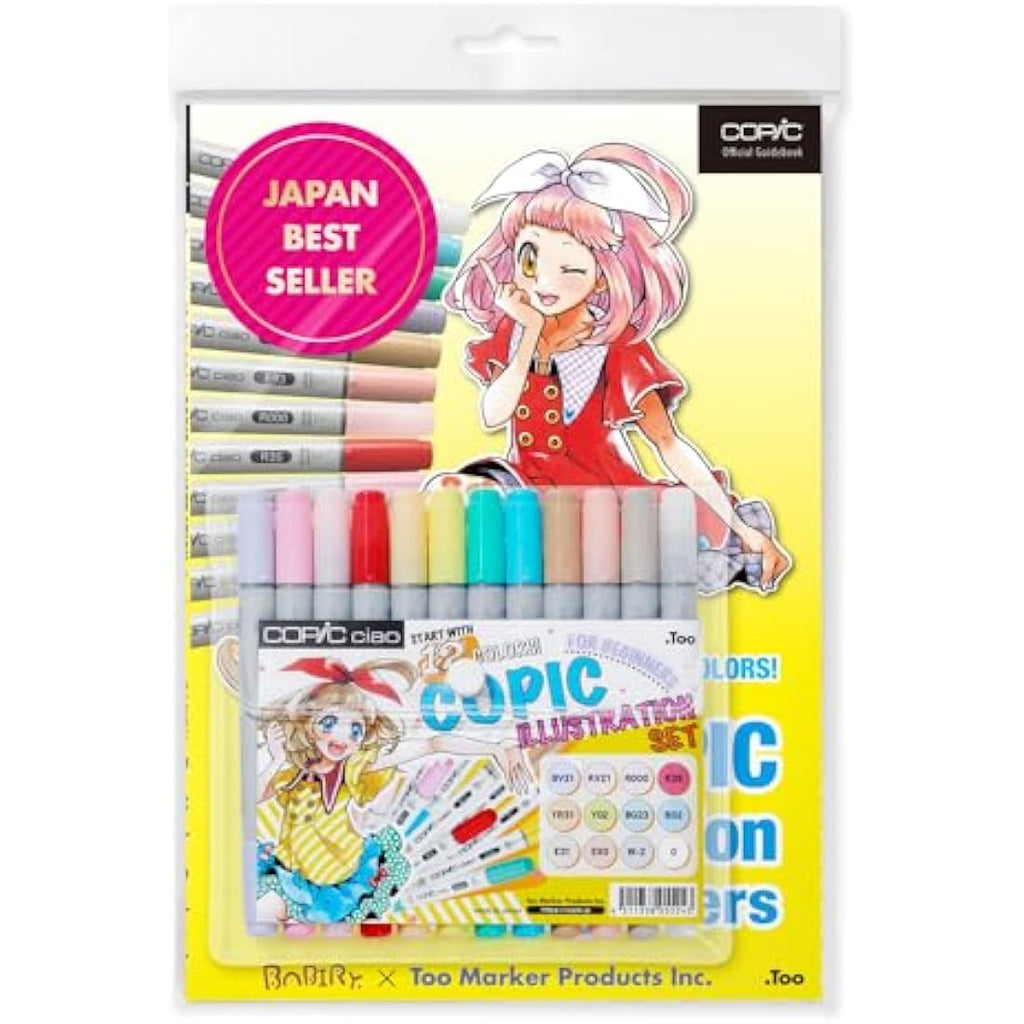 Copic Ciao 12-Piece Graphic Marker Set with Official Guide Book
