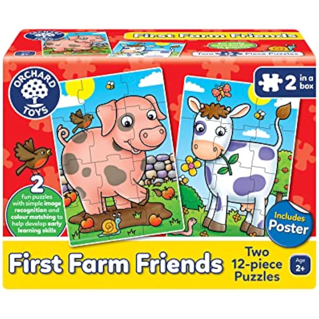 Orchard Toys First Farm Friends Jigsaw Puzzle | 12-Piece Set for Ages 2+