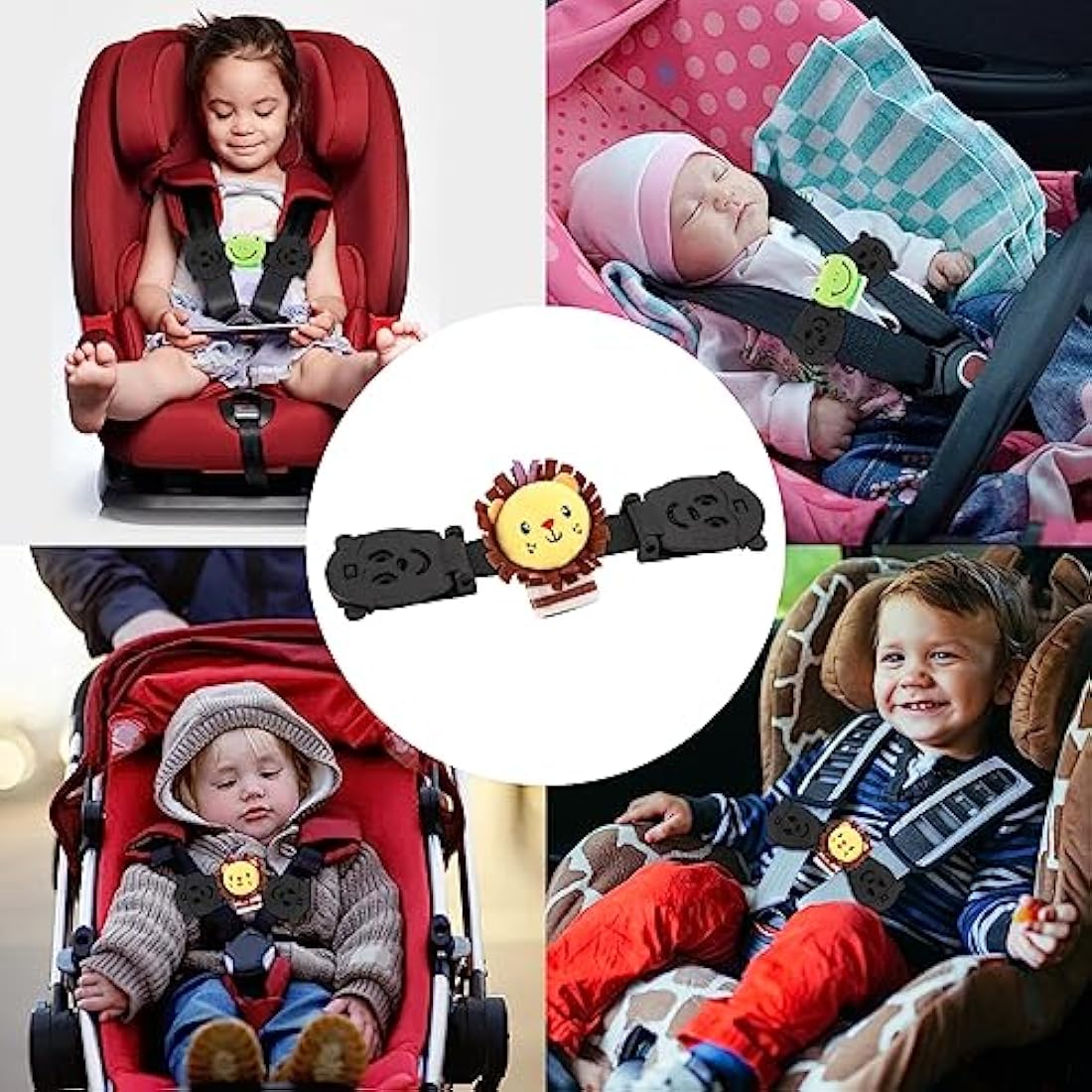 QOPAHI Anti Escape Car Seat Strap - 2 Pack Monkey Baby Safety Chest Clip