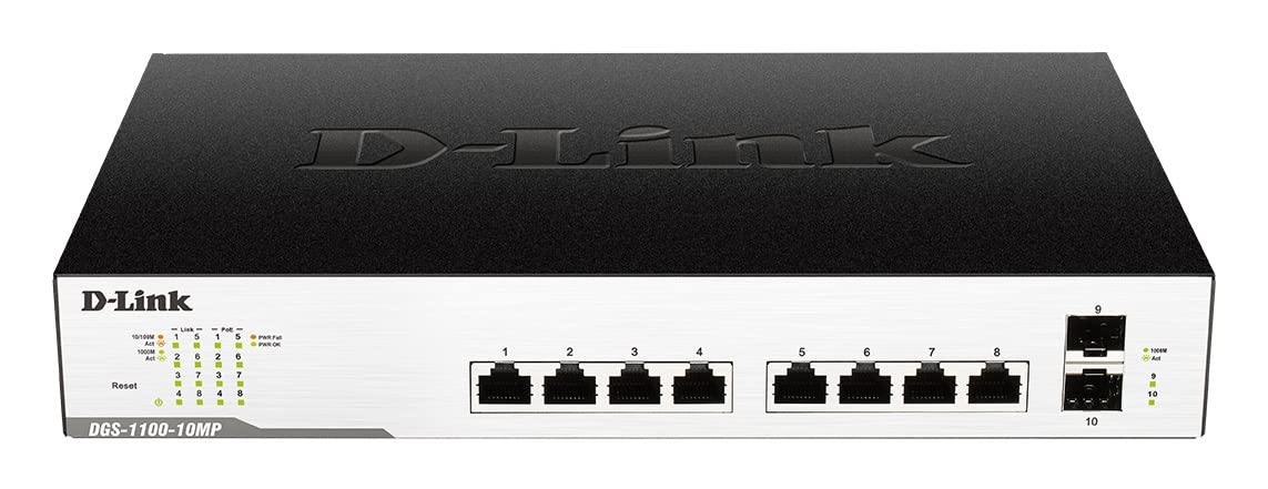 D-Link DGS-1100-10MPV2/B 10-Port Gigabit PoE Smart Managed Switch