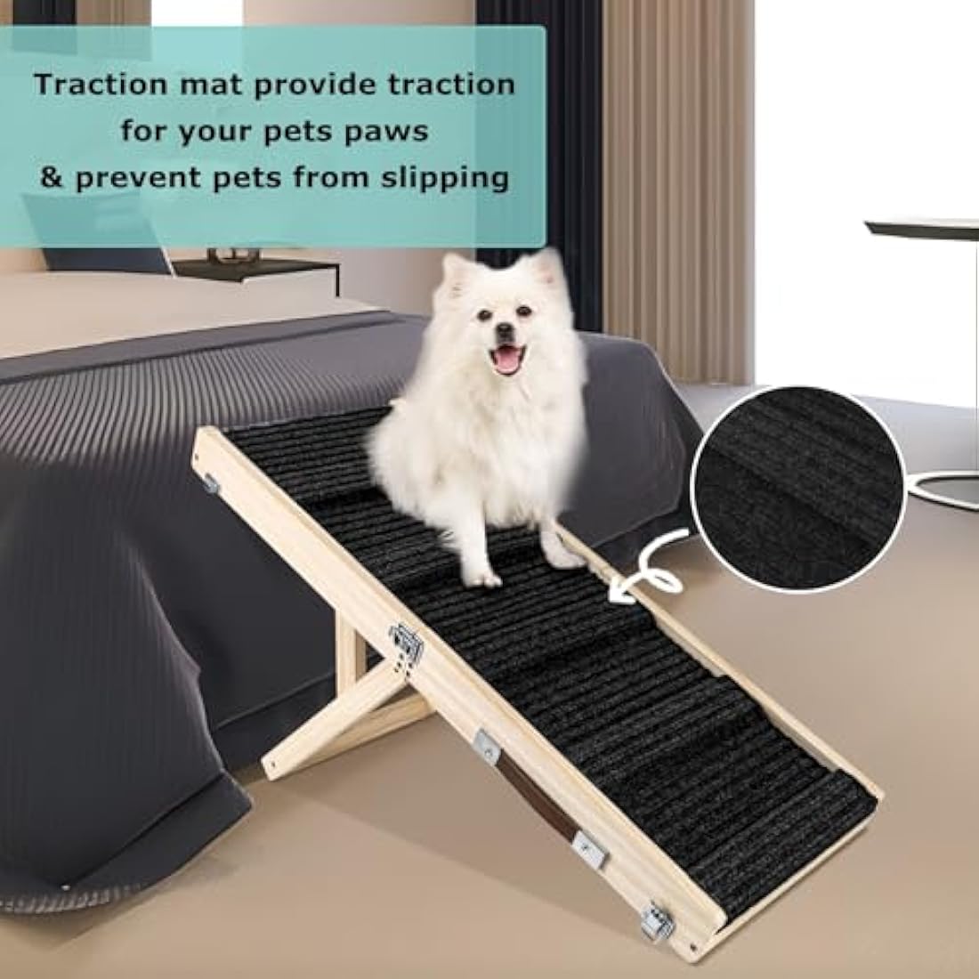 Umtiti Wooden Folding Dog Ramp | 4-Level Adjustable Non-Slip Pet Ramp