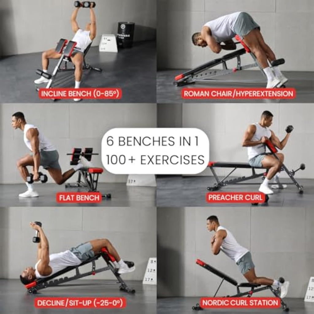 Finer Form Multi-Functional FID Weight Bench - 1000lb Adjustable Home Gym