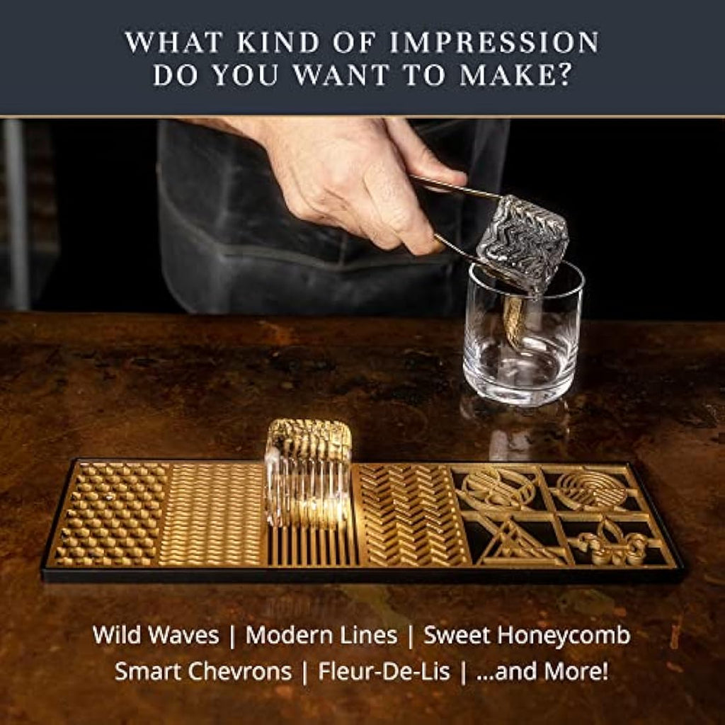 Ash Harbor Ice Designer Tray – Aluminum Stamp for Whiskey Cocktails