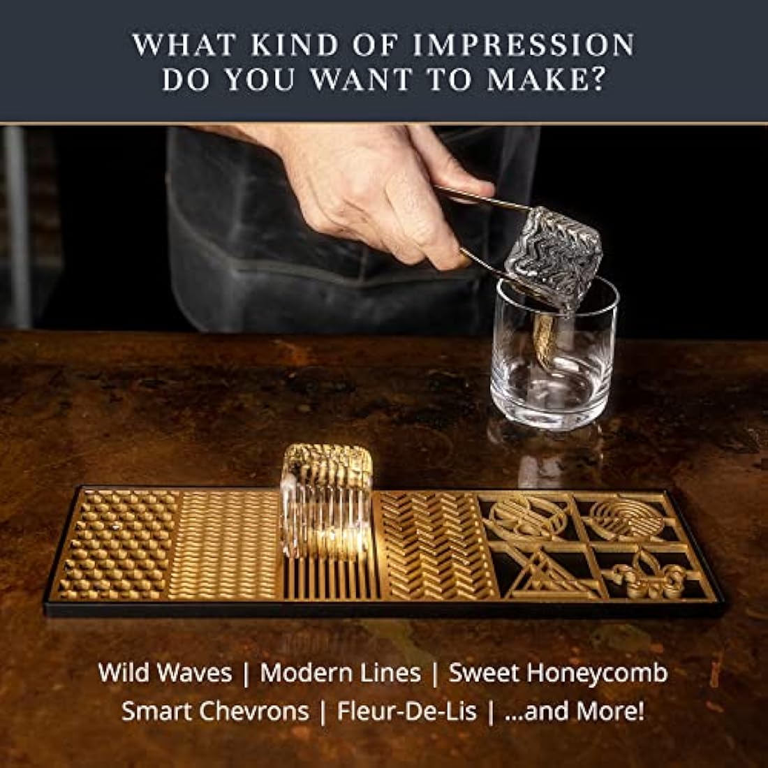 Ash Harbor Ice Designer Tray – Aluminum Stamp for Whiskey Cocktails