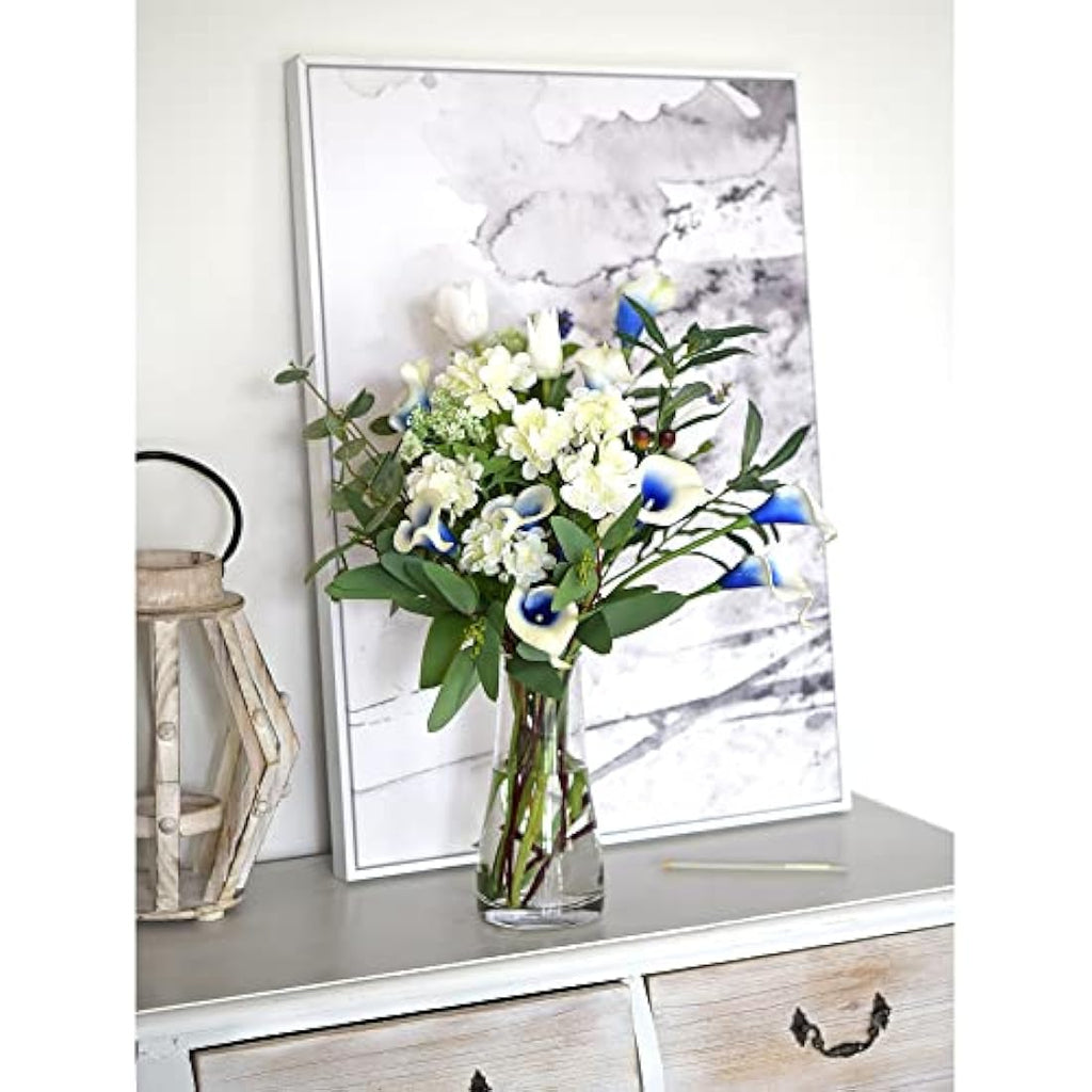 FiveSeasonStuff Real Touch Calla Lilies – 10 Stems White & Blue Bouquet