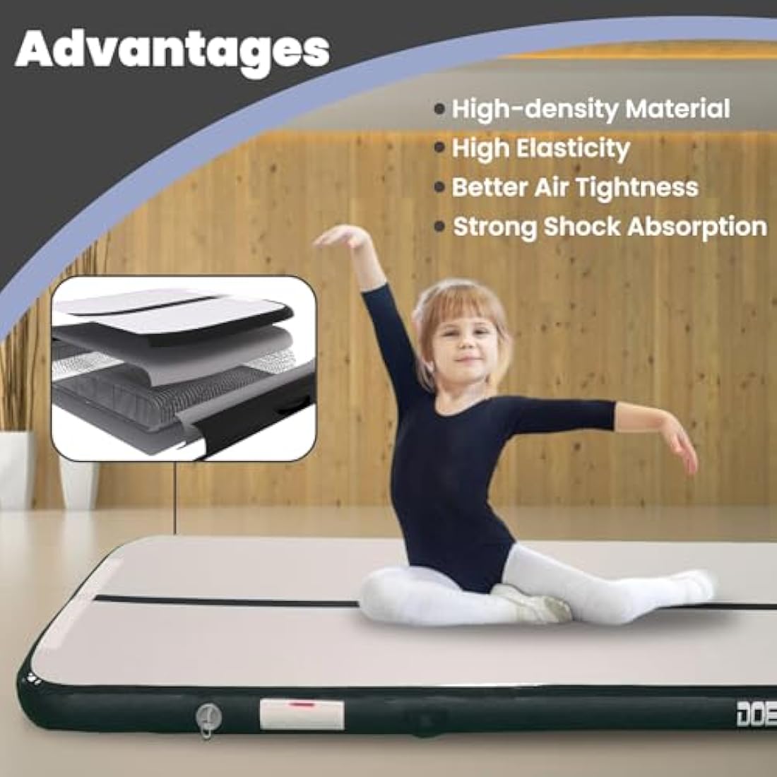 Jolof Store Inflatable Gymnastics Air Mat – Waterproof Tumble Track