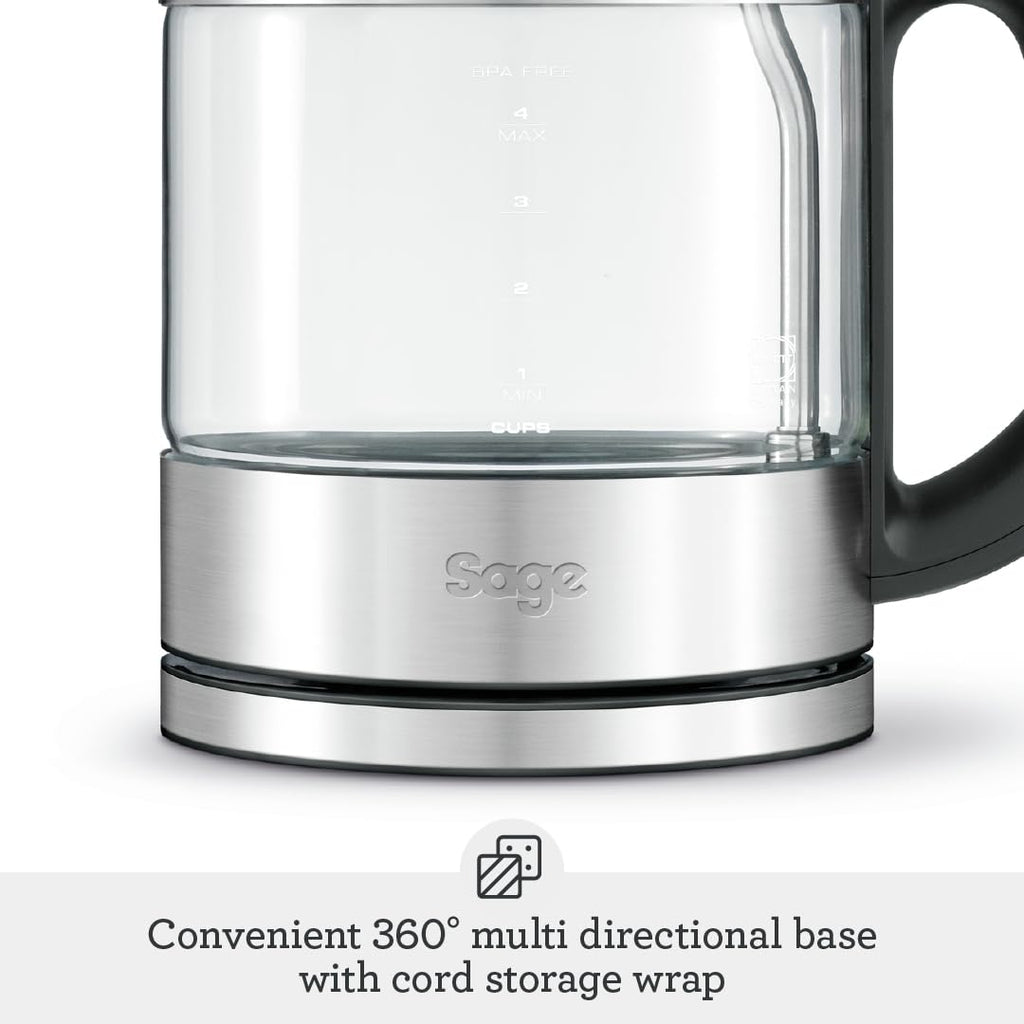 Sage Compact Kettle Pure – 1L Cordless Glass & Stainless Steel Kettle