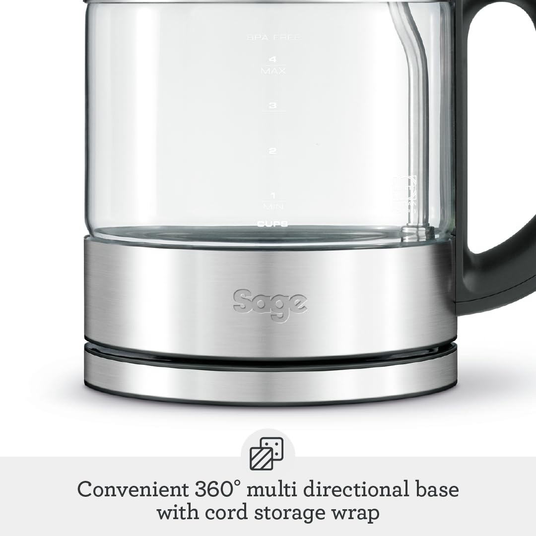 Sage Compact Kettle Pure – 1L Cordless Glass & Stainless Steel Kettle