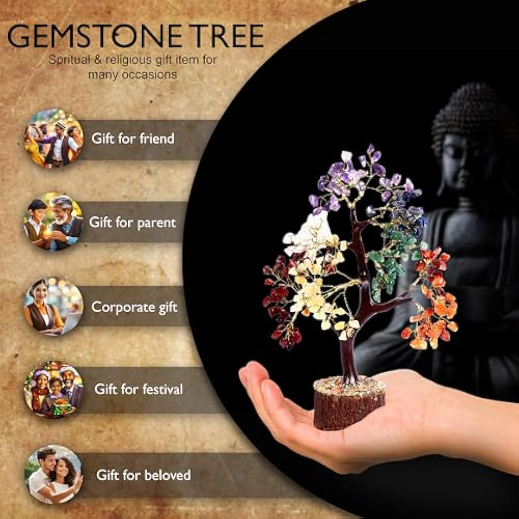Wonder Care 7 Chakra Crystal Tree of Life – Feng Shui Gemstone Bonsai