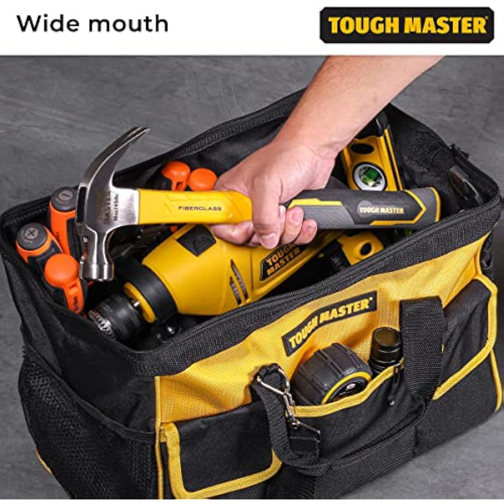 TOUGH MASTER 16" Heavy Duty Tool Bag | 27 Pockets & Shoulder Strap