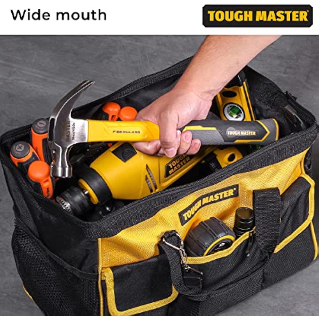TOUGH MASTER 16" Heavy Duty Tool Bag | 27 Pockets & Shoulder Strap