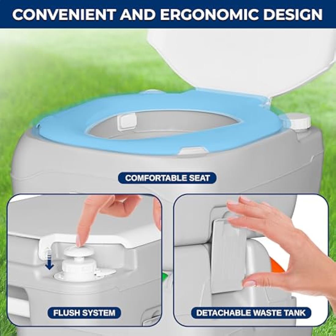 SereneLife Portable Toilet – 22L Leak-Proof Camping Porta Potty