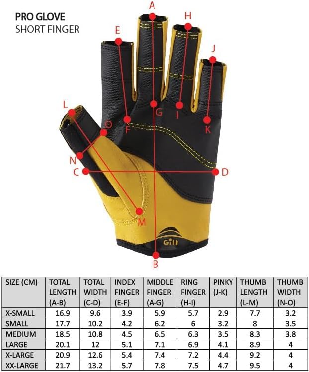 Gill Pro Short Finger Sailing Gloves – Proton-Ultra XD Grip for Kayaking