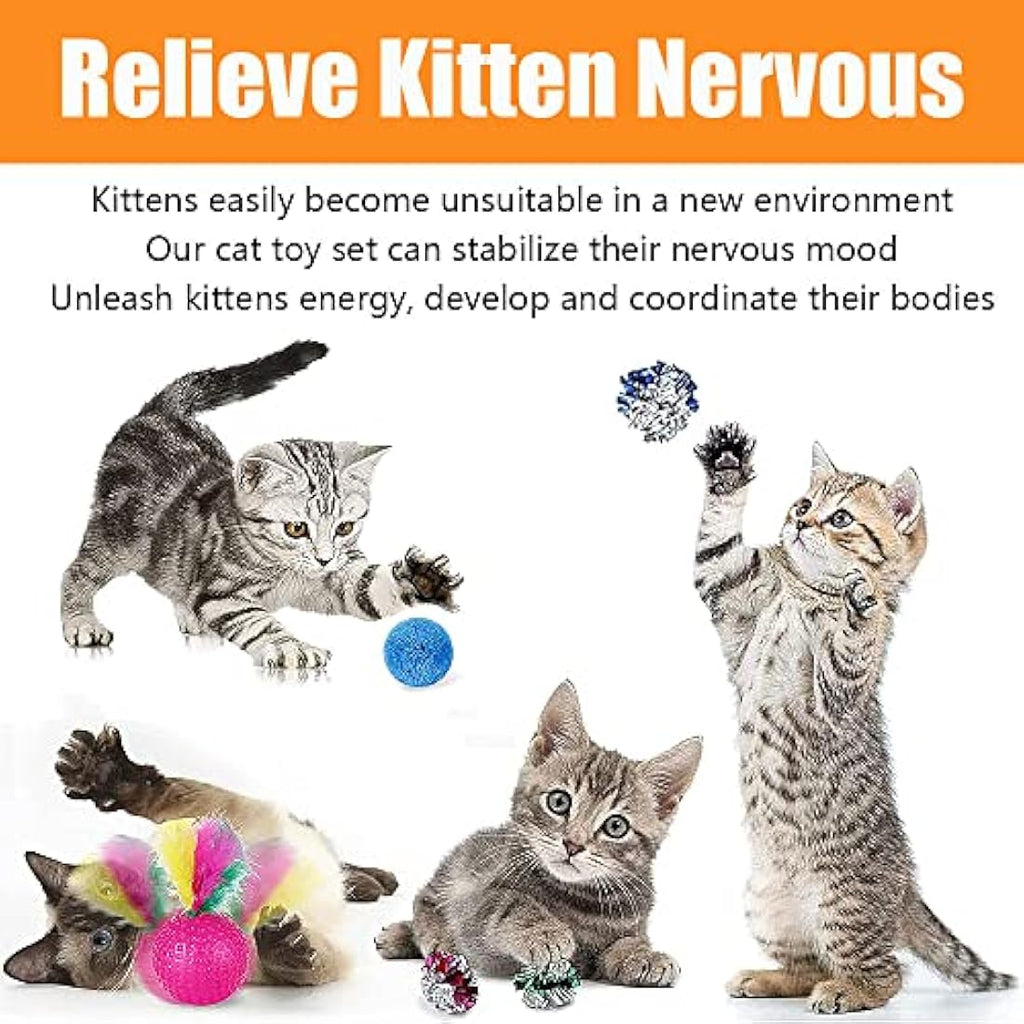 Speedy Panther 21 Pcs Cat Toy Set | Collapsible Tunnel & Feather Wand