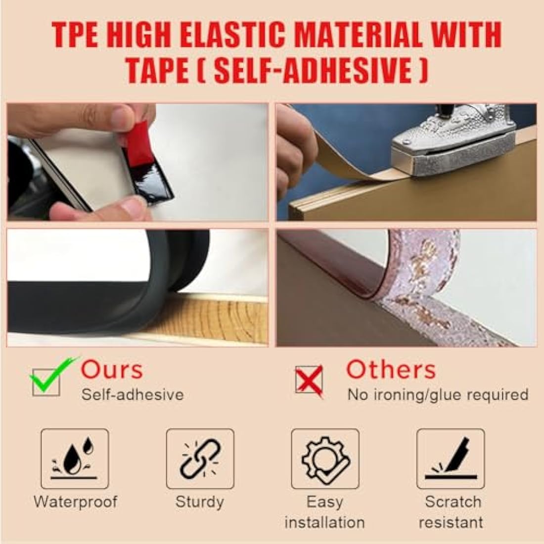 Flintronic 5m x 16mm U-Shape Flexible TPE Furniture Edge Banding