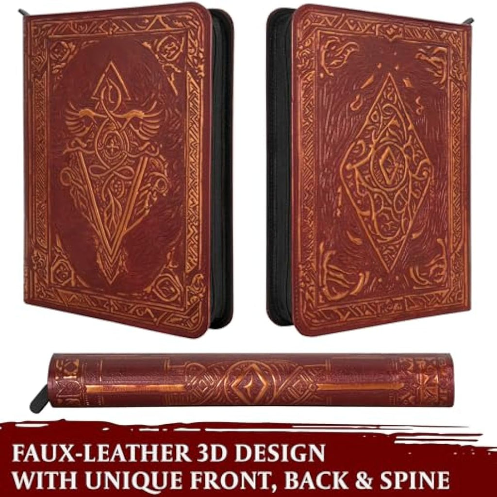 9-Pocket TCG Binder – 3D PU Leather Trading Card Album, Red