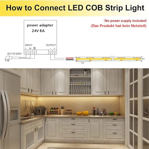 TOPAI 24V COB LED Strip 10M – 4000K Natural White IP65 Waterproof