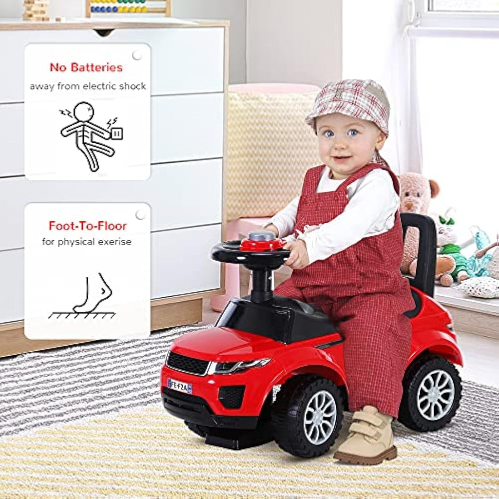HOMCOM 3-in-1 Toddler Ride On Car – Foot to Floor Push Toy with Horn, Red