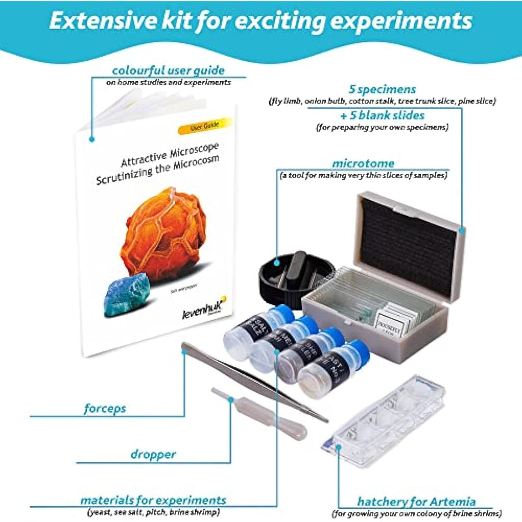 Levenhuk LabZZ M101 Azure Kids Microscope Science Kit | 640x STEM Toy