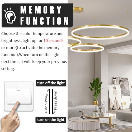 Mikeru 3-Ring LED Pendant Light | Gold Dimmable Minimalist Chandelier