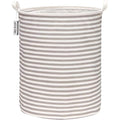 Sea Team Large Waterproof Cotton Laundry Hamper – Grey Stripe Storage Basket
