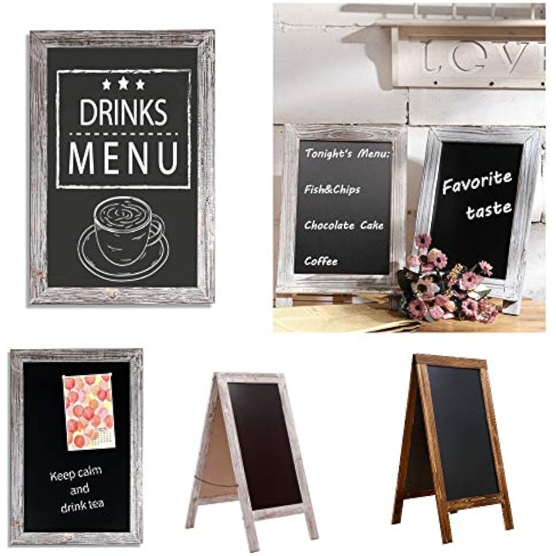 DIPAMKAR Magnetic A-Frame Pavement Chalkboard Sign - 86cm Wooden Board