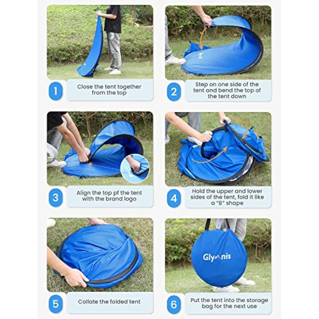 Glymnis Pop Up Beach Tent | UPF 50+ UV Sun Shelter with Zipper Porch