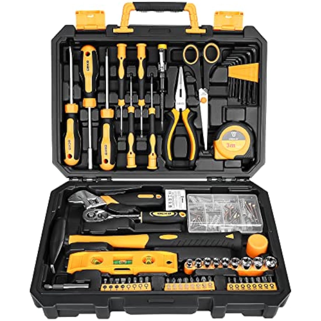DEKOPRO 138 Piece Home Tool Kit – Universal DIY Repair Set with Case