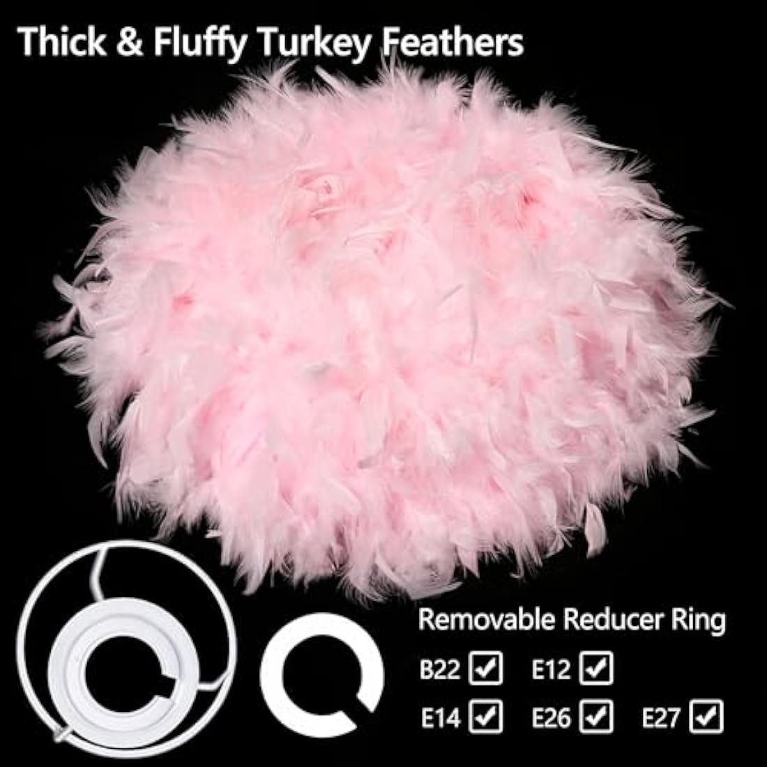 Pink Feather Lampshade | 50cm Fluffy Pendant Light Shade