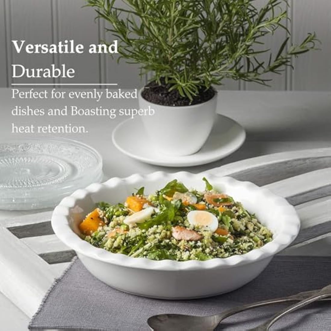 WM Bartleet & Sons White Porcelain Pie Dish – 27cm Crinkle Rim Bakeware