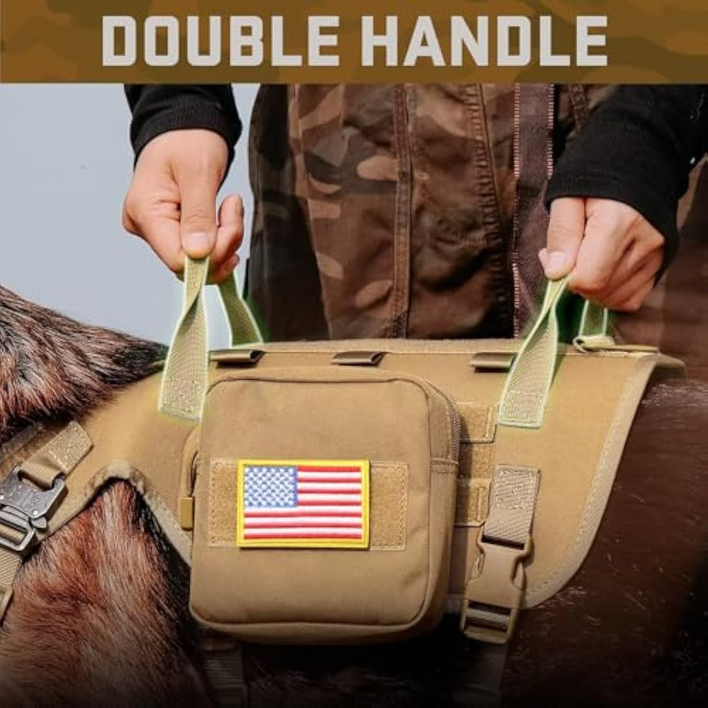 Forestpaw Tactical Dog Harness and Collar Set with Bungee Leash – Brown