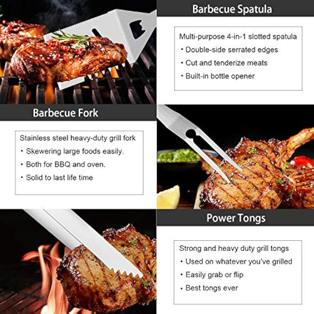 ROMANTICIST 29pcs BBQ Grill Tool Set | Stainless Steel Utensils with Case
