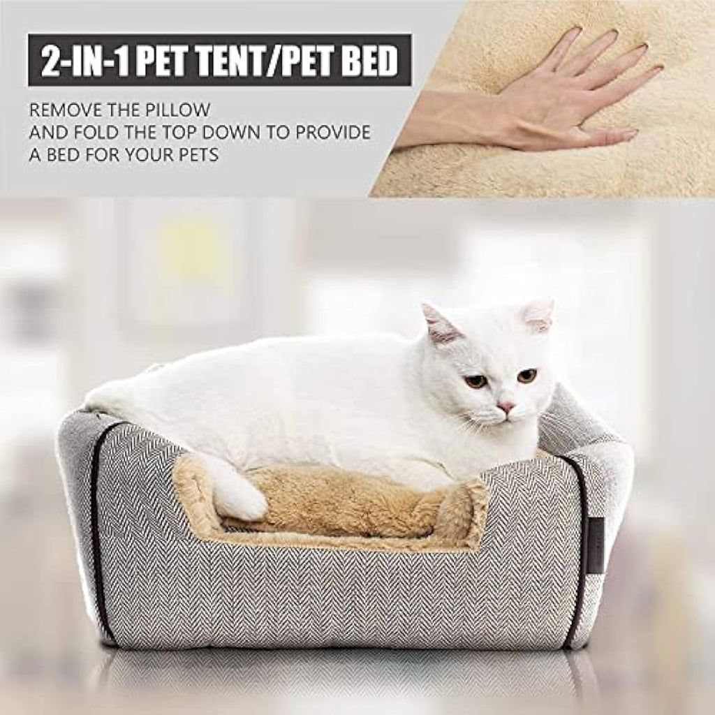 Jolof Store Cat Cave Bed – Foldable Indoor Kitten Tent with Washable Pillow