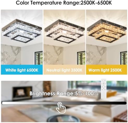 Modern Crystal LED Ceiling Light – Dimmable K9 Flush Mount