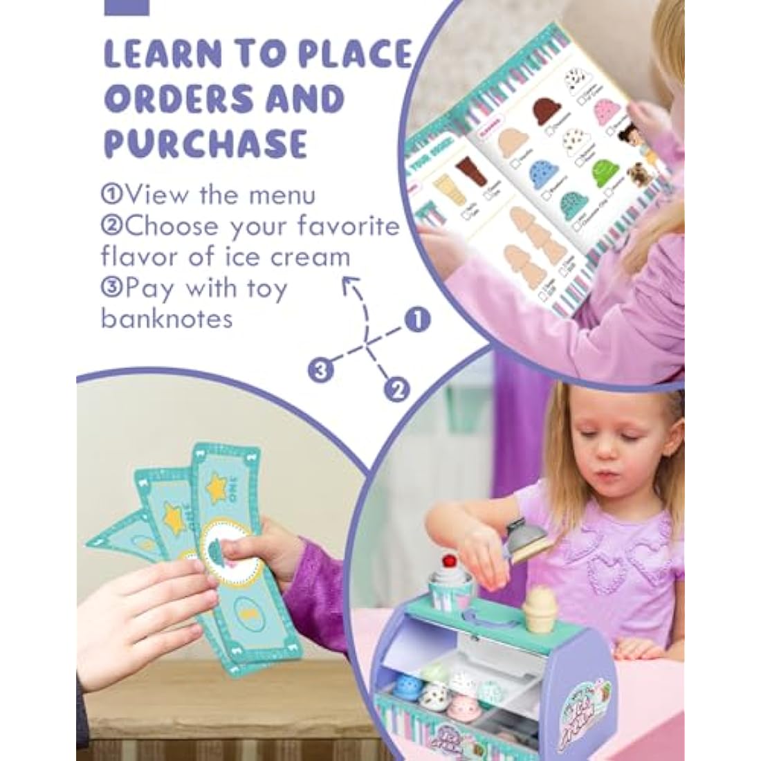 Lehoo Castle Ice Cream Toy Set - 28pc Pretend Play Food & Montessori Gift