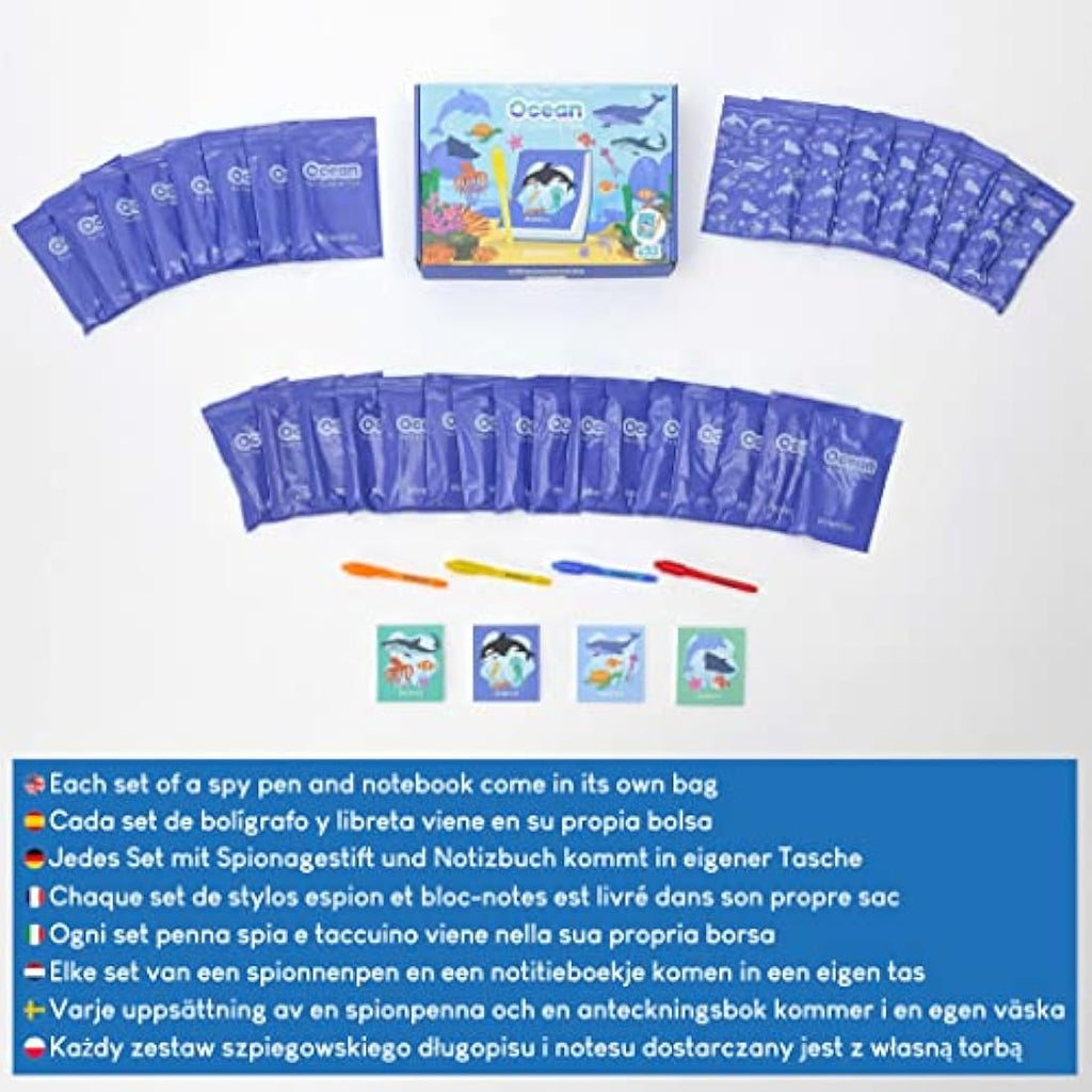 BONNYCO Invisible Ink Pen and Notebook Set – 32 Pack Sea Animal Party Favors