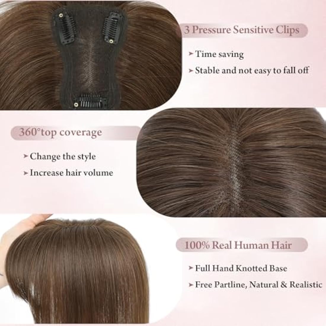 Human Hair Topper with Fringe – 10 Inch Swiss Base Hairpiece